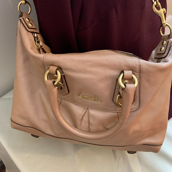 Coach Ashley Metallic Leather Satchel – Rose Gold | Style #F15445 - Picture 2 of 13